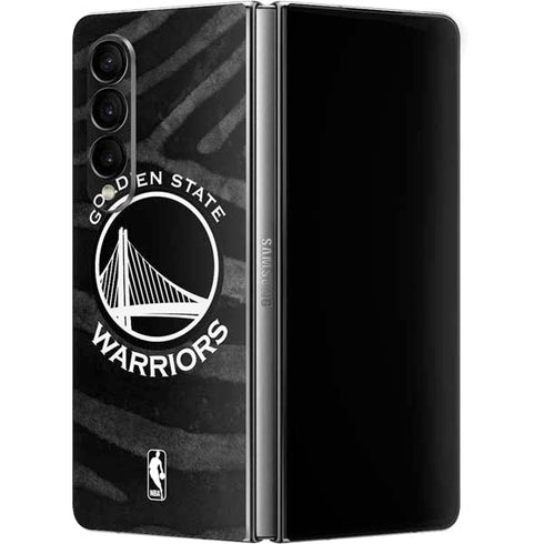 NBA Golden State Warriors Black Animal Print Galaxy Z Fold4 5G Skin